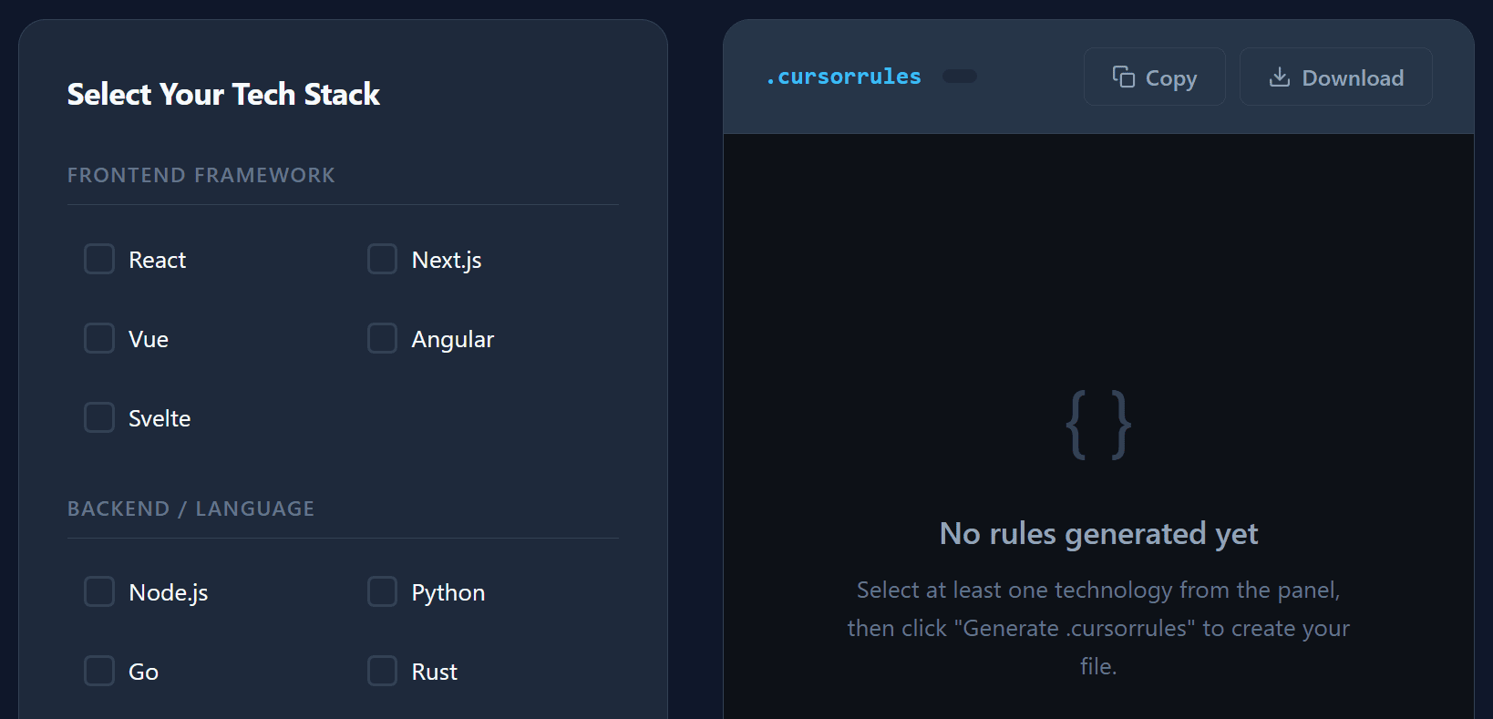 .cursorrules Generator