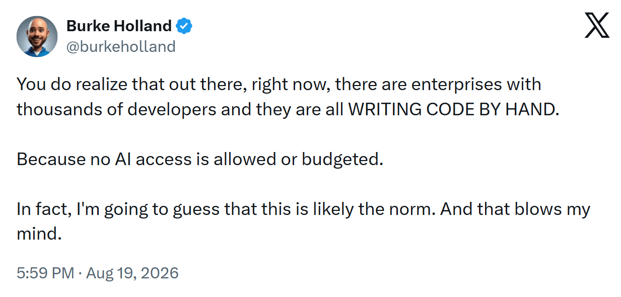 Enterprise not using AI, on X