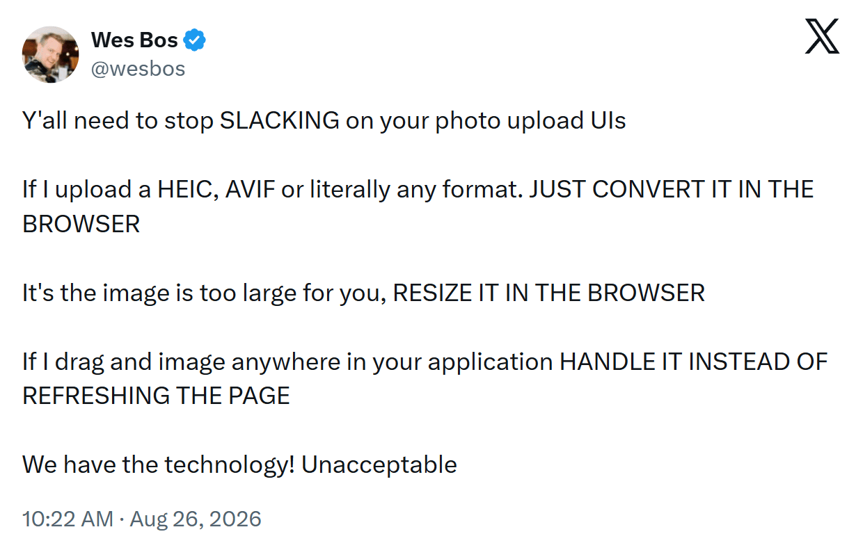 Image upload UIs, on X