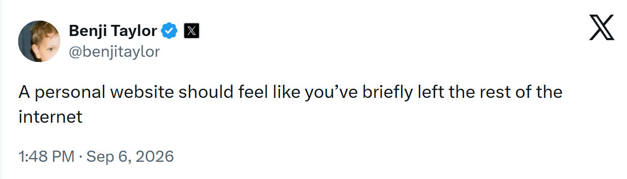 Personal websites, on X