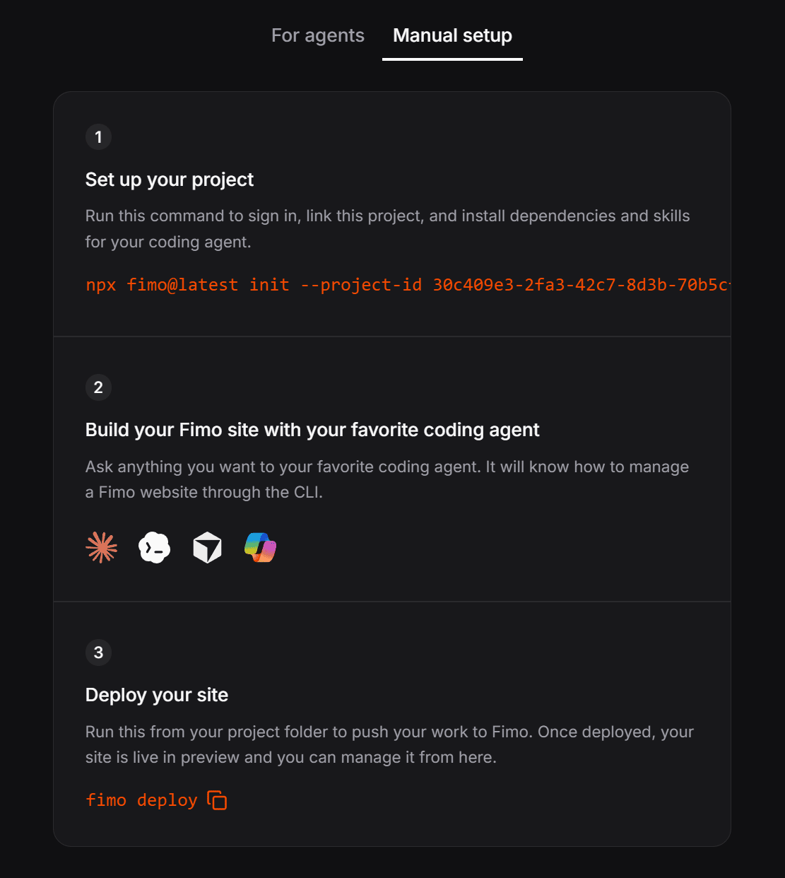 Setting up a project with your own coding stack in Fimo