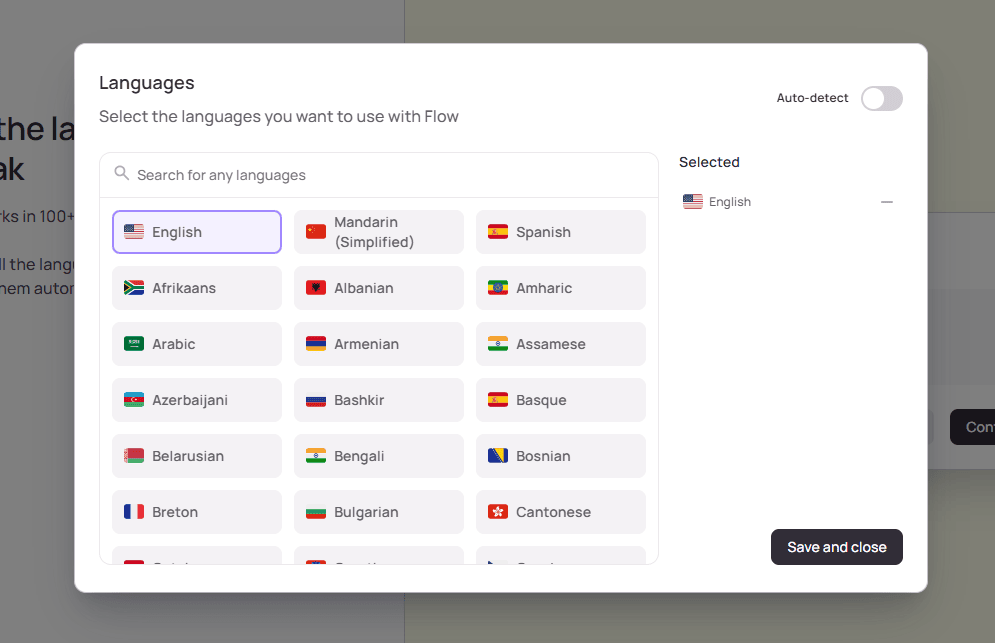Setting up your languages in Wispr Flow
