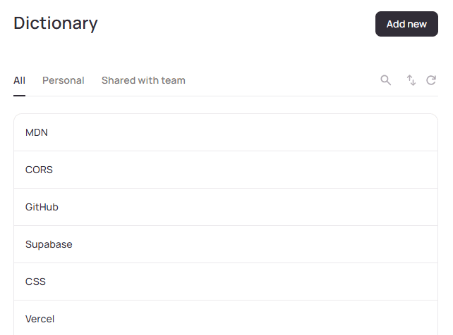 Your custom Dictionary in Wispr Flow