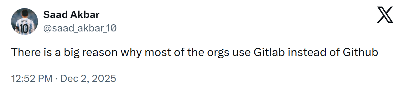GitLab better than GitHub on X