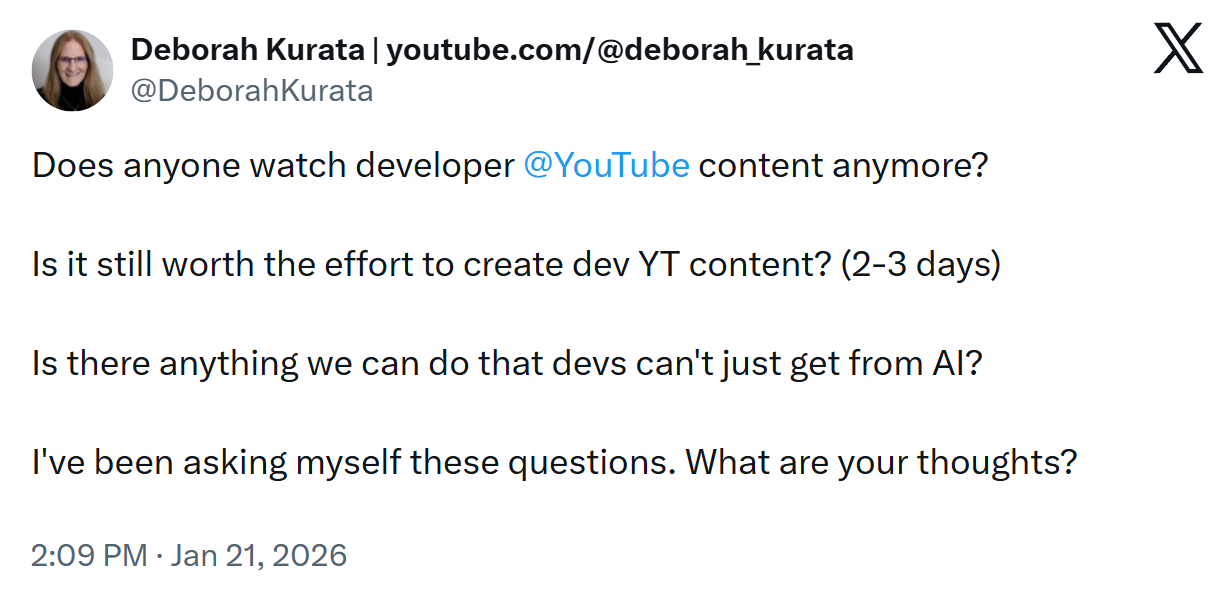 Is it worth making Dev YouTube content, on X