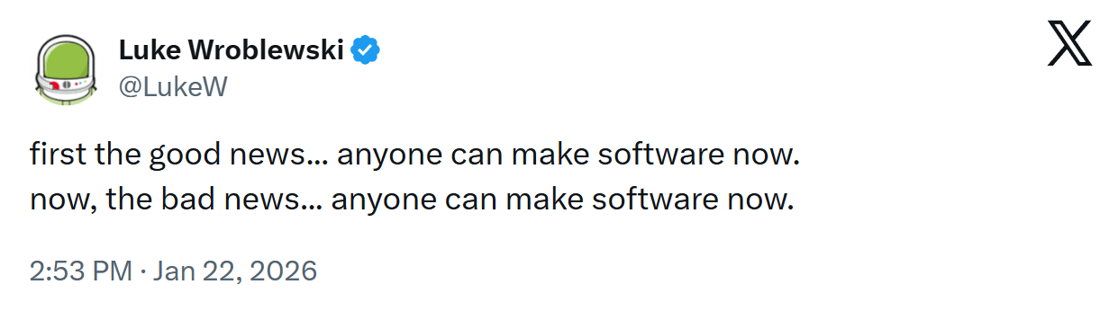 Anyone can build software, on X