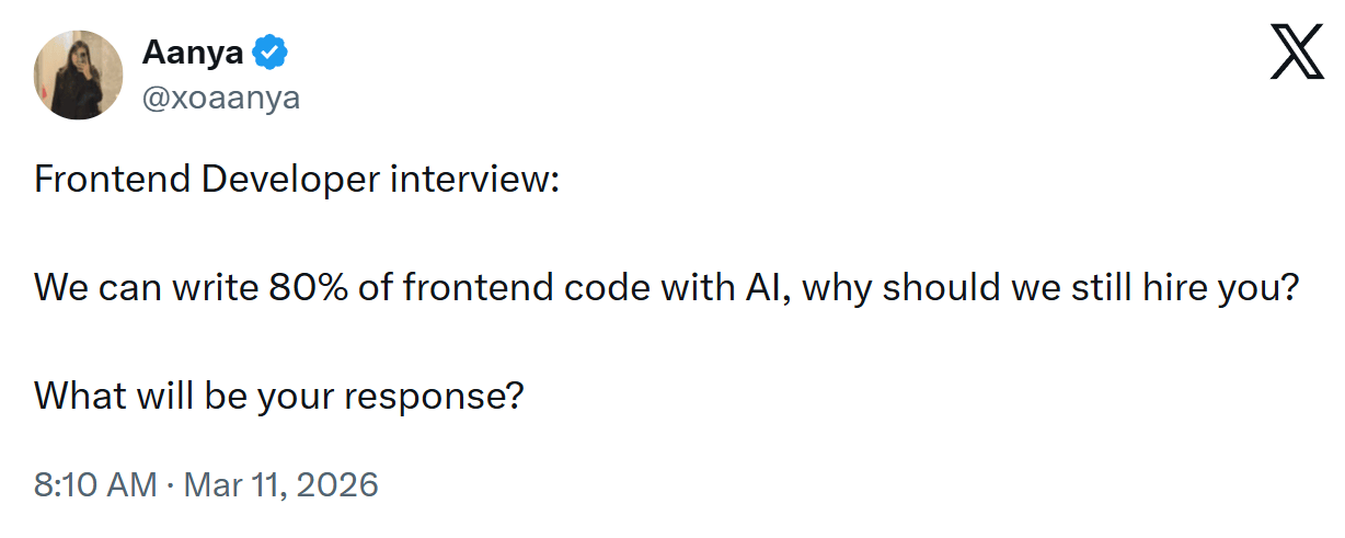 Frontend Developer Interview in the age of AI, on X