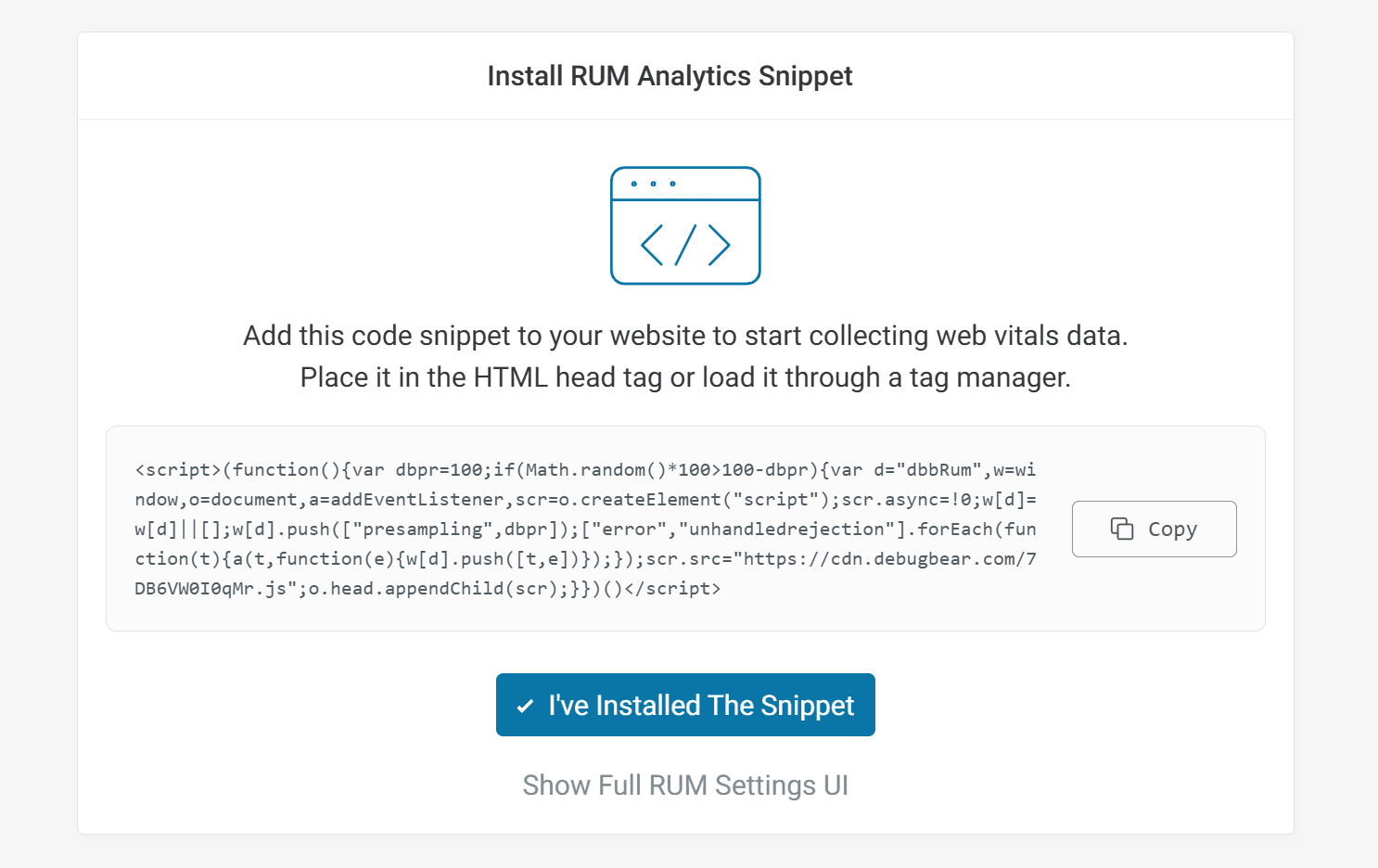 Installing DebugBear's RUM script on your pages