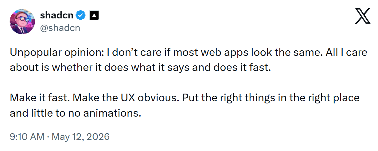 All UI designs should look the same, on X
